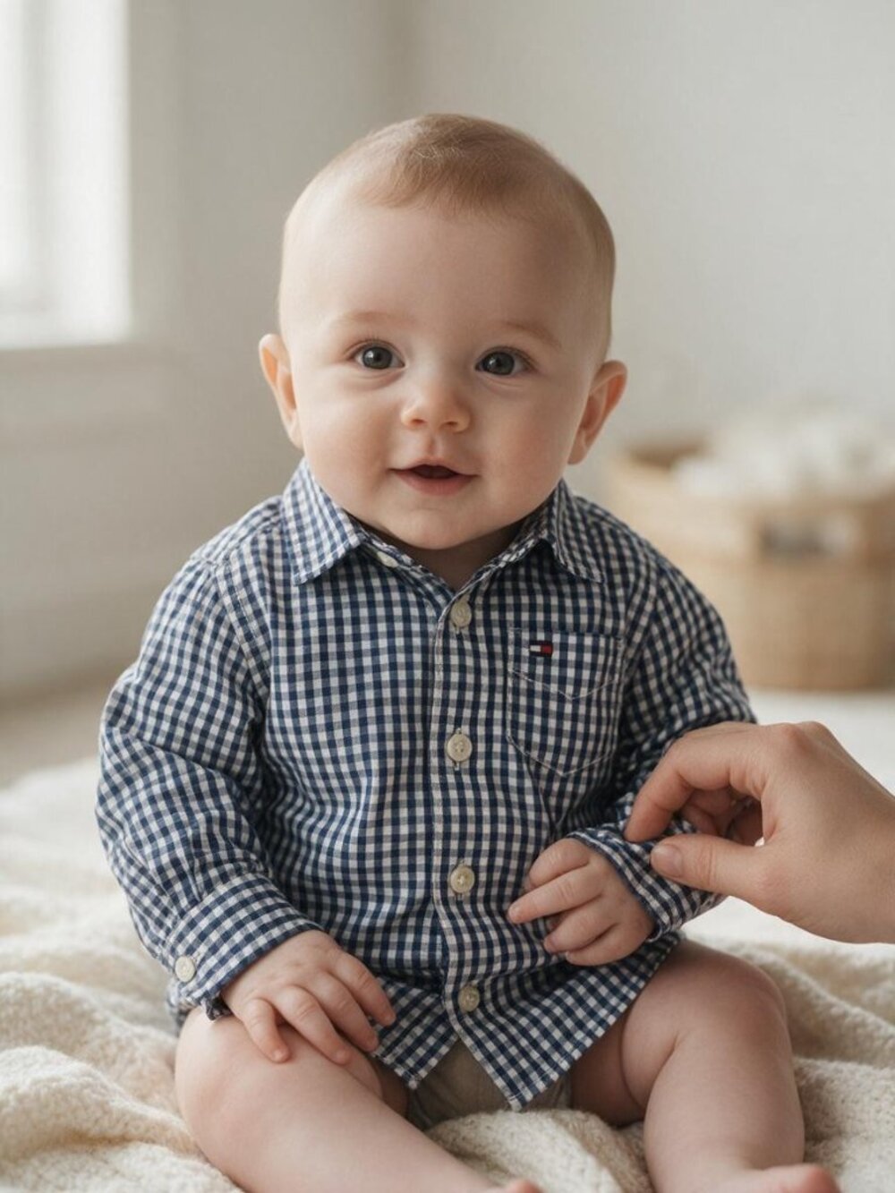 Tommy Hilfiger Gingham Check Button-Up Shirt size 3-6 Months